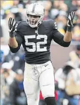  ?? Ryan Kang
Associated Press ?? OAKLAND linebacker and defensive end Khalil Mack is the first NFL player to be named firstteam All-Pro at two positions in a single season.