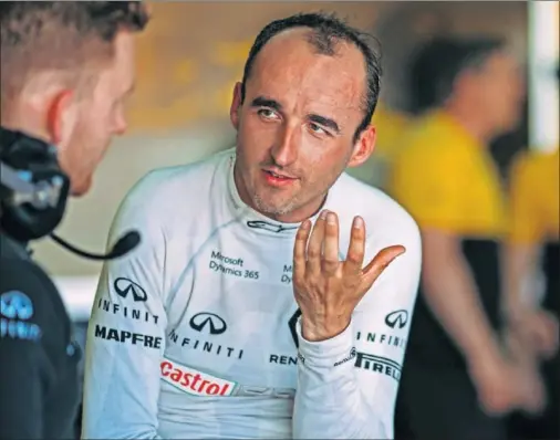 ??  ?? OBJETIVO. Robert Kubica quiere regresar a la parrilla de la Fórmula 1 y el test de Hungría con Renault será clave para evaluar sus opciones.