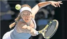  ?? EPA ?? DAN’ GOOD DAY: Danielle Collins of the U.S. returns a shot during her Australian Open quarterfin­al win over Alize Cornet.