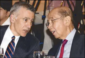  ??  ?? US Ambassador Philip Goldberg and STAR columnist Roberto Romulo chat during the Zuellig Family Foundation ARMM Colloquium at the Heritage Hotel in Pasay City recently.