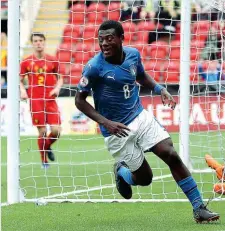  ?? (Getty Images) ?? Gol Emmanuel Gyabuaa, nato a Parma, a segno con il Belgio