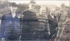  ??  ?? April 2000 - L-r: Conor (Skippy) Donnelly, Danny (Bottler) Buckley, Connie Henley, Jimmy Daly and Mike Henley, who revived the sport of fishing in Tallow.