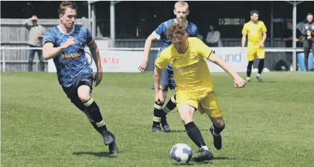  ?? ?? Harvest (yellow) have been promoted to the top flight of the Hampshire Premier League. Picture by Ian Grainger.
