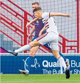  ?? ?? Lewis Smith nets an early opener for the Accies