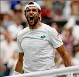  ?? Adrian Dennis / Getty Images ?? Matteo Berrettini advanced Friday to his first major final and became Italy’s first Grand Slam male finalist in 45 years.