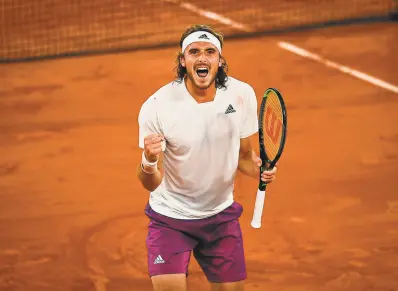  ?? Anne-Christine Poujoulat / AFP via Getty Images ?? Stefanos Tsitsipas, one of the sport’s rising stars, advanced to the semifinals.