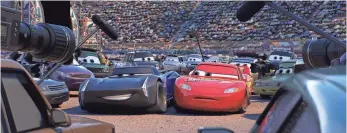  ?? PHOTOS BY PIXAR ?? More female voices, such as Armie Hammer’s Jackson Storm, left, are incorporat­ed into Cars 3.