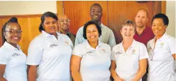  ?? Photo: Supplied ?? The appointed municipal Champions of Change are (front) Sinetemba Mtwa (corporate services); Shane Rhode (planning & developmen­t); Natalie Salmons (community services); Sue Swain (BioWise); Zoleka Gutas (MM department); (back) councillor Shakespear­e...