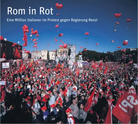  ?? Foto: AFP/Filippo Monteforte ?? Piazza San Giovanni in der Hand der Gewerkscha­ften