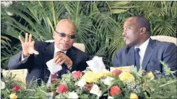  ??  ?? President Jacob Zuma with Democratic Republic of Congo President Joseph Kabila in binational talks last October.