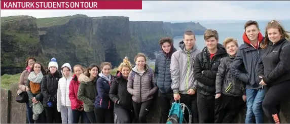  ??  ?? A group of enthusiast­ic Geography students from Scoil Mhuire, Kanturk visited The Cliffs of Moher, Ailwee Caves and the Burren.