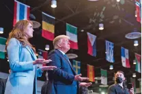  ?? ALEX BRANDON/ASSOCIATED PRESS ?? President Donald Trump accepts blessings as he attends church Sunday at Internatio­nal Church of Las Vegas in Nevada. Counselor to the President Hope Hicks is at left.