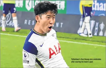  ??  ?? Tottenham's Son Heung-min celebrates after scoring his team's goal