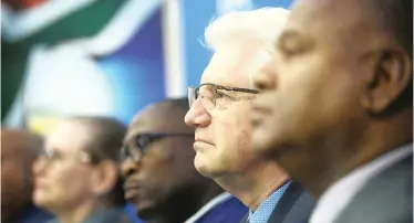  ?? COURTNEY AFRICA ?? ALAN Winde has been announced as the DA’s Premier candidate for 2019. Dan Plato was at the same time congratula­ted for being announced as the next mayor of Cape Town. The event took place at Nelson Mandela Rhodes Hotel. | African News Agency (ANA)