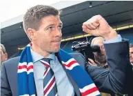  ??  ?? Making a fist of it: Steven Gerrard at Ibrox