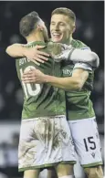  ??  ?? 0 Celebratio­n time for Marc Mcnulty and Greg Docherty.