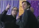  ??  ?? Watch your back: Steve Bannon and Jared Kushner