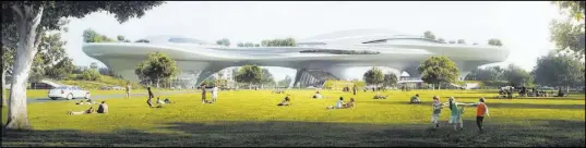  ?? LUCAS MUSEUM OF NARRATIVE ART/TNS ?? Designs for proposed George Lucas museums in Los Angeles and San Francisco are by Chinese architect Ma Yansong, including this artist’s rendering of the Los Angeles version of the museum.