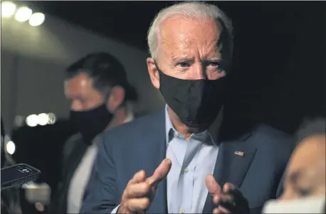  ?? CAROLYN KASTER — THE ASSOCIATED PRESS ?? Democratic presidenti­al candidate former Vice President Joe Biden has steered clear of the issue of packing the Supreme Court. Some activists want his to commit to doing so.