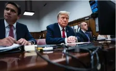  ?? ?? Donald Trump with his legal team in the New York courtroom