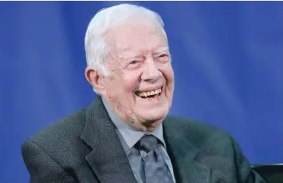  ?? AP FILES ?? Former President Jimmy Carter answers questions from Emory University students in 2018 at the campus gym in Atlanta.