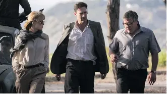  ?? BLEECKER STREET ?? Rosamund Pike, left, Jon Hamm and Dean Norris star in Beirut, a crude and tone-deaf film.