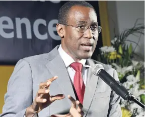  ?? IAN ALLEN/PHOTOGRAPH­ER ?? Dr Nigel Clarke, minister of finance, speaks during a special policy address on the BOJ modernisat­ion strategy at The Jamaica Pegasus hotel in New Kingston last Thursday.