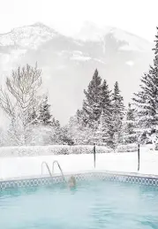  ??  ?? (Clockwise from above) Take a dip amid snow drifts at Fairmont Banff Springs; sample locally made gin at Park Distillery; hear sleigh bells ringing for real on a magical horsedrawn tour