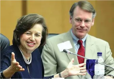  ??  ?? Zeti with Wharton School vice-dean, external affairs Samuel T. Lundquist. Zeti says central banks have thought of issues long before they occur.