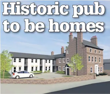  ??  ?? Artist’s impression of the former Windmill Inn on Wigan Road, Ormskirk, with new homes alongside it – this plan has been approved after many false starts