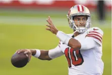  ?? Jed Jacobsohn / Associated Press 2020 ?? The 49ers have gone 228 in the regular season in the past four years with Jimmy Garoppolo as their starting quarterbac­k.