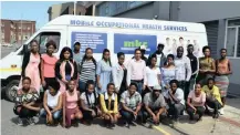  ??  ?? 25 of the MBI graduates placed for employment in the Port of Durban prepare to undergo medical testing by a Samsa-approved occupation­al practition­er, as part of Transnet’s mandatory requiremen­t for working in the port.