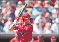  ?? THE ASSOCIATED PRESS FILE ?? Scott Kingery is expected to be the Phillies’ starting second baseman for the upcoming 60-game regular season, but his bout with coronaviru­s has set him back. He finally took his first reps at “summer training” on Saturday.