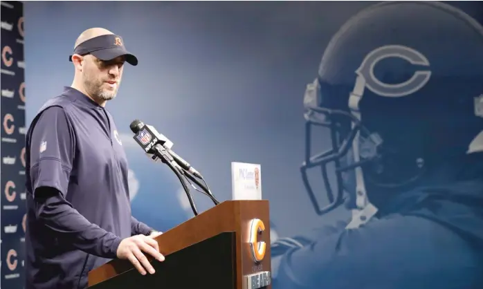  ?? NAMY. HUH/ AP ?? New Bears coach Matt Nagy and his enthusiasm are a breath of fresh air after three seasons spent dealing with the more taciturn John Fox, but how will that translate to success on the field?