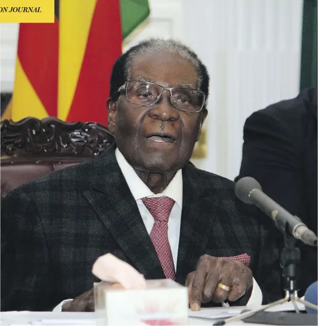  ?? THE ASSOCIATED PRESS ?? Zimbabwean President Robert Mugabe baffled the internatio­nal community by ending his televised address without announcing his resignatio­n.