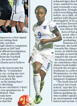  ??  ?? Going it alone: Eniola Aluko was mortified when former England colleagues celebrated a goal with manager Mark Sampson during the 2019 Women’s World Cup qualifying match against Russia after she had made a complaint