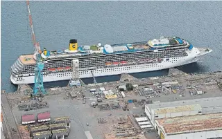  ?? KYODO NEWS ?? By Thursday, 47 crew members of the Italian-operated Costa Atlantica had tested positive for the coronaviru­s. The cruise ship has been docked in Nagasaki, Japan, since late January.