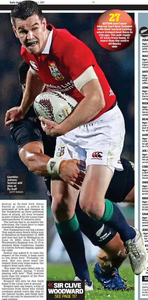  ?? GETTY IMAGES ?? Gamble: Johnny Sexton will play at fly-half