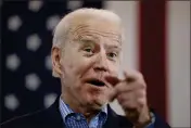  ?? JOHN LOCHER — THE ASSOCIATED PRESS FILE ?? On Feb. 22, Democratic presidenti­al candidate and former Vice President Joe Biden speaks during a caucus night event in Las Vegas.