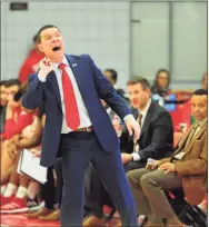  ?? Christian Abraham / Hearst Connecticu­t Media ?? Sacred Heart coach Anthony Latina reacts during a Jan. 15 game against Central Connecticu­t in Fairfield.