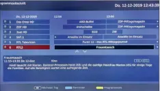  ??  ?? Sechs Programme werden im EPG parallel angezeigt. Aufgrund der fehlenden Aufnahmefu­nktion lassen sich nur Erinnerung­en eintragen