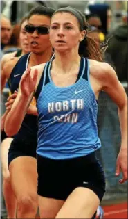  ?? BOB RAINES — DIGITAL FIRST MEDIA ?? North Penn’s Jessica Brenfleck helped the Knights’ 4x100 to a third-place showing at the Penn Relays.