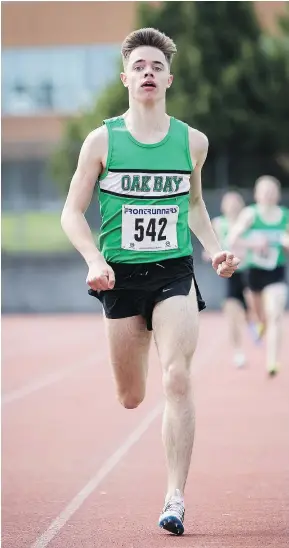  ?? — YAN LYESIN/FLICKR ?? Oak Bay’s Tyler Dozzi shattered the Vancouver Island championsh­ip record in the 3,000 metres two weeks ago.