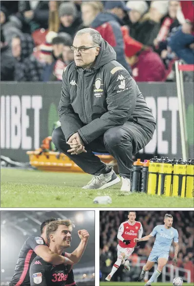  ?? PICTURES: TONY JOHNSON AND BRUCE ROLLINSON ?? KEY FIGURES: Marcelo Bielsa is so close to taking Leeds United back to the big time, but has been delayed by the coronaviru­s pandemic. Striker Patrick Bamford, left, has been hit and miss, while Kalvin Phillips, right, has shown Premier League class.