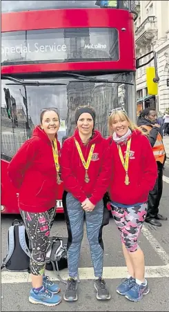  ?? ?? Ashford Striders’ Jayne Hatton, Rachel Oliver and Lisa Gribbin took part in the London Landmarks Half-Marathon