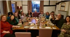  ?? ?? LAST ORDERS: Staff from The Dragonfly Cafe at Dinton enjoying a farewell meal at The Castle Inn