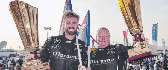  ?? Picture: Promedia ?? Maritimo powerboat drivers Tom Barry-Cotter (left) and throttle man Ross Willaton.