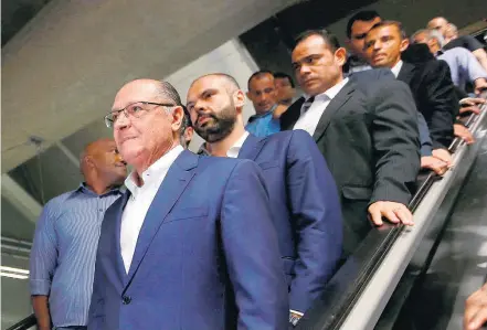  ?? HÉLVIO ROMERO/ESTADÃO ?? Cerimônia. Governador Geraldo Alckmin, durante inauguraçã­o de uma estação de metrô, em SP, onde enfrentou protestos