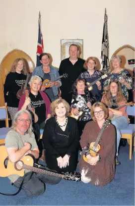  ??  ?? Rock the church Dalrymple Ukulele orchestra and special guests including Cheryl Forbes, Gordon Cree, Louise Clayton and Karen Henderson.
090717Doon­fest_ 1