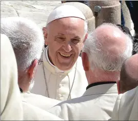  ??  ?? Pope Francis meeting members of the Drogheda Male Voice Choir at St Peter’s Square last week.